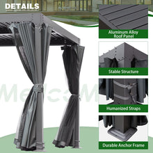 MELLCOM Louvered Pergola 10x10, Aluminum Pergola with Adjustable Louvered Roof, Outdoor Small Pergola with Waterproof Curtains and Nets, Gray