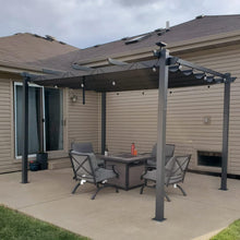 PURPLE LEAF 10' X 13' Outdoor Retractable Pergola with Sun Shade Canopy Patio Metal Shelter for Garden Porch Beach Pavilion Grill Gazebo Modern Yard Grape Trellis Pergola, Grey